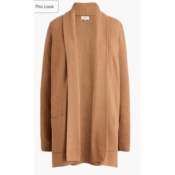 J.Crew Chelsea Open Front Cardigan Sweater Blazer Knit Htr Camel Women's Large - Picture 5 of 13
